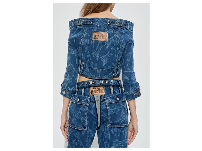 Dsquared2 x Vaquera Blue Denim Cropped Off-Shoulder Jacket - view 4