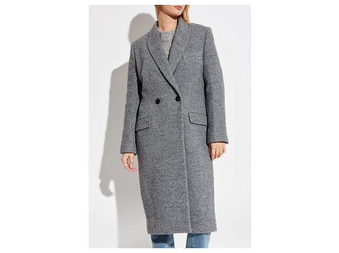 Iro Arianna grey melange wool blend coat - view 3
