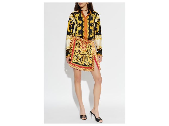 Gonna plissettata Versace in seta multicolore - vista 2