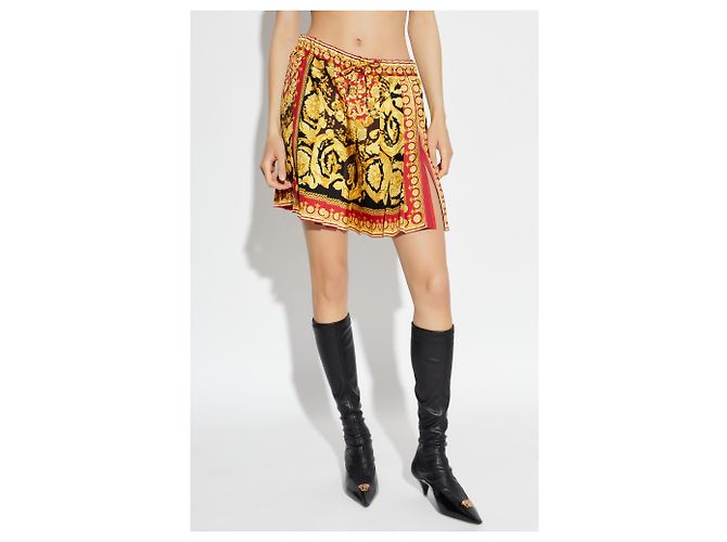 Gonna plissettata Versace in seta multicolore - vista 3