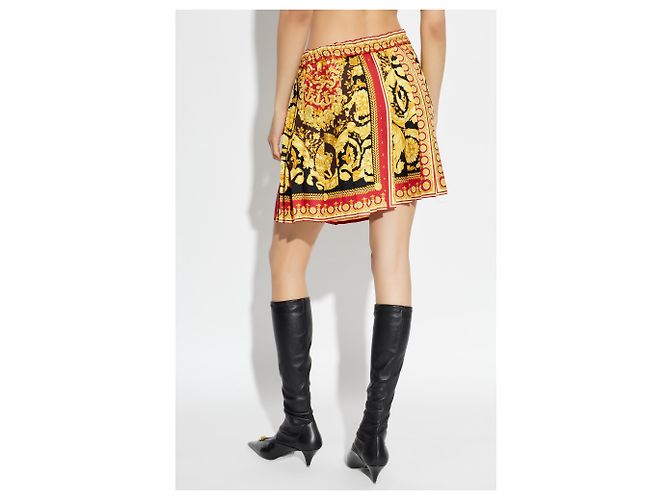 Gonna plissettata Versace in seta multicolore - vista 4