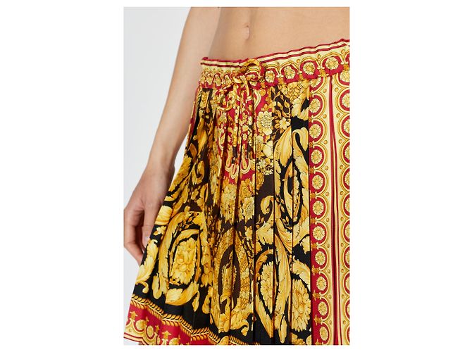 Gonna plissettata Versace in seta multicolore - vista 5