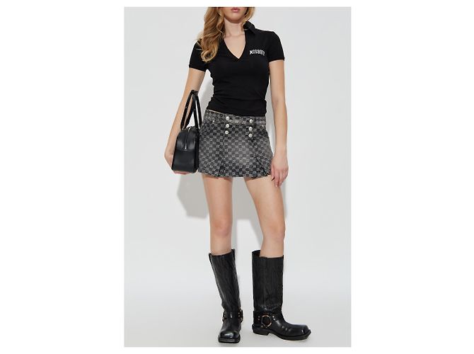Autre Marque Falda Monogram MISBHV de algodón gris - vista 2