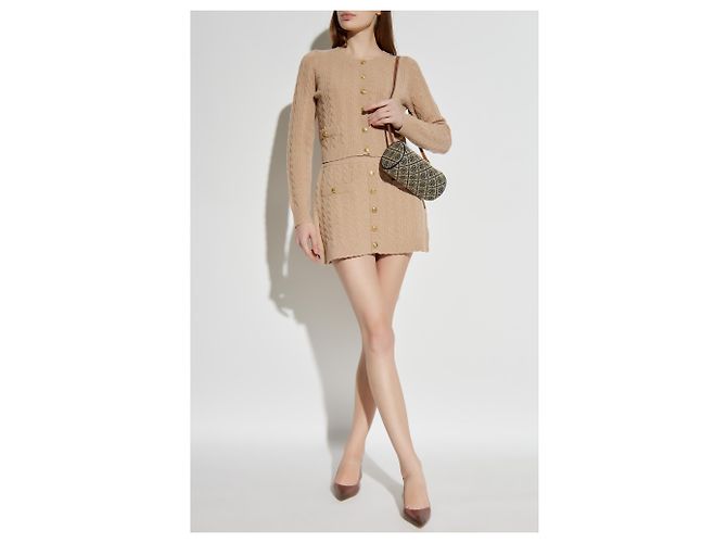 LoveShackFancy Berritt Rock aus Wolle beige mit Zopfmuster - Ansicht 2