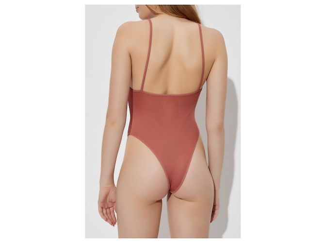 Body rosa a coste Dsquared2 con spalline e fiocco - vista 3