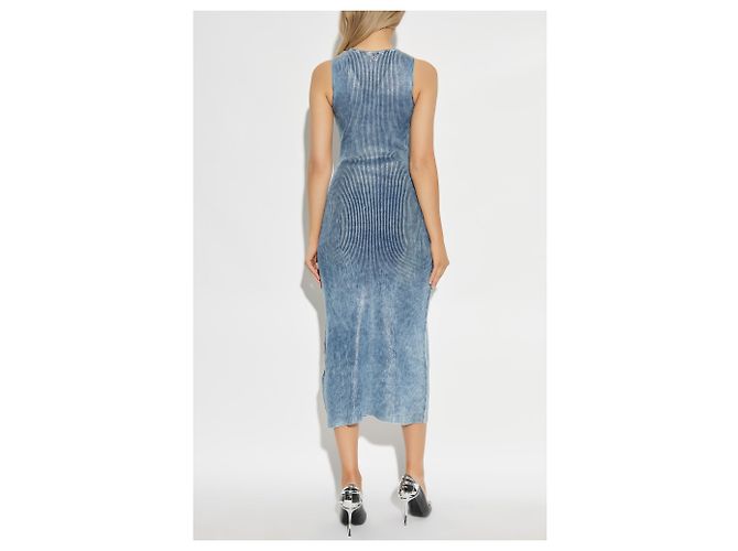 Vestido midi de algodón azul Diesel M-MILONG - vista 4