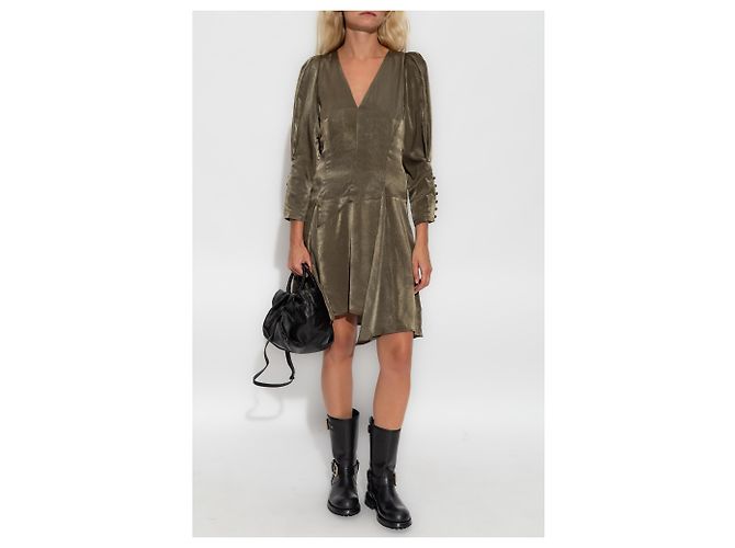 Iro Emerila Kleid in grün Satin - Ansicht 2