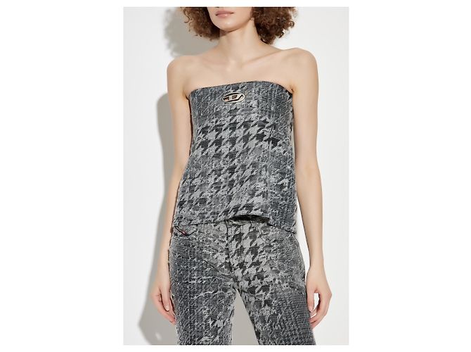 Top Diesel DE-ORSET-FSH1 de algodón con estampado pata de gallo gris - vista 3