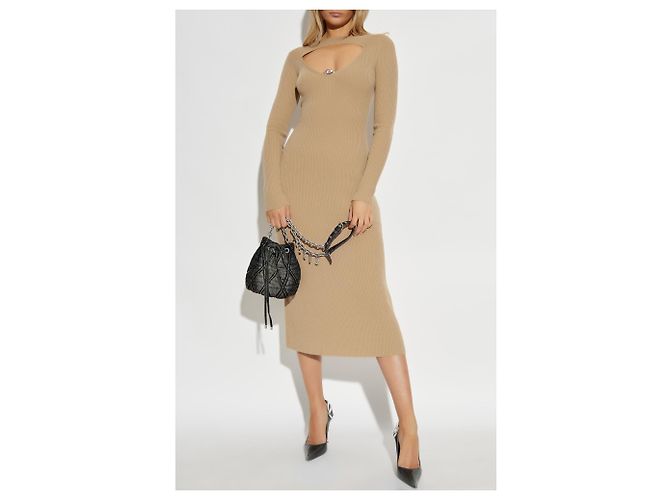 Diesel M-OLONI Strickkleid aus Wolle Beige - Ansicht 2