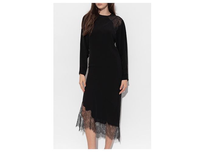 Robe Adima Iro noire en viscose avec dentelle - vue 3