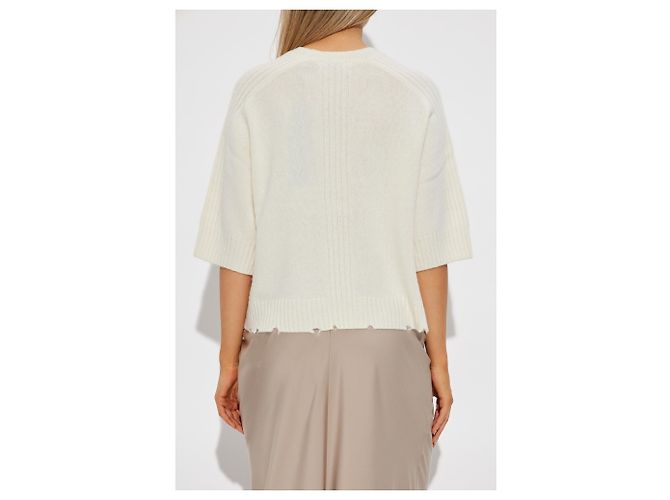 Autre Marque AllSaints Nix Cashmere and Wool Sweater White Cream - view 4