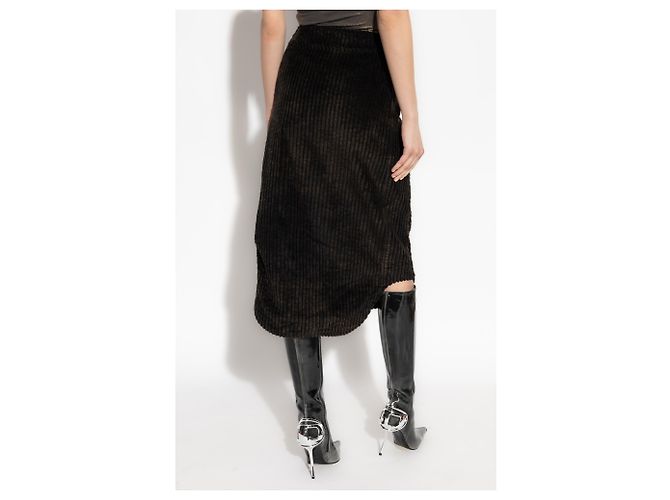 Falda midi Diesel O-LLIPOP de algodón verde de pana - vista 4