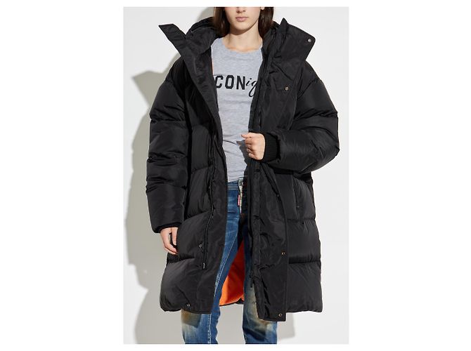 Dsquared2 langer Daunenmantel schwarz - Ansicht 3