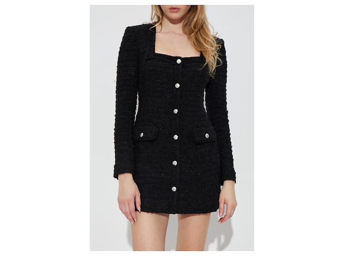Autre Marque Abito mini in tweed nero MISBHV - vista 3