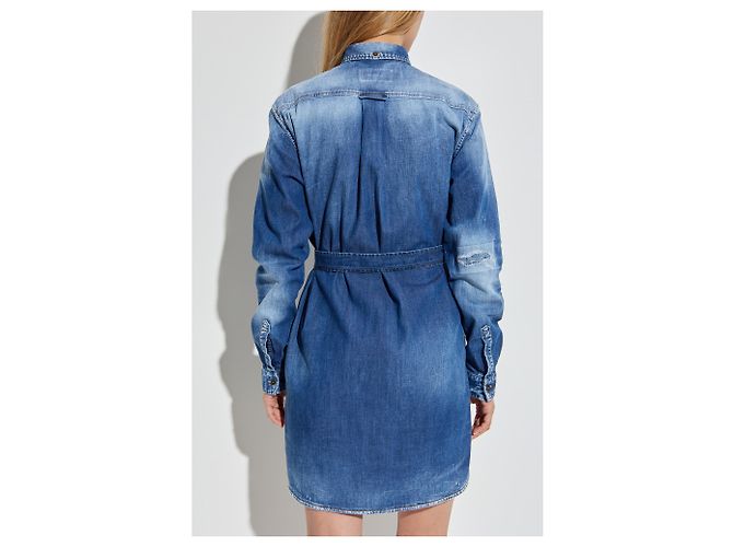 Abito chemisier in denim blu Dsquared2 - vista 4