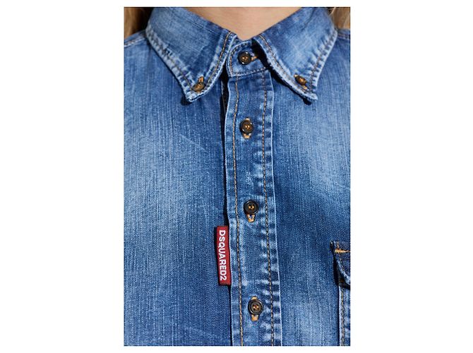 Abito chemisier in denim blu Dsquared2 - vista 5