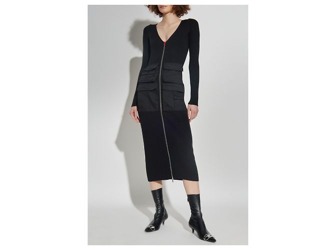 Abito midi in cotone nero M-MELTI-LS Diesel - vista 3