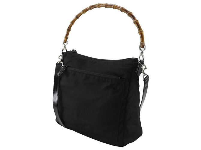 Borsa a tracolla 2way Gucci in nylon e canvas Bamboo - vista 2