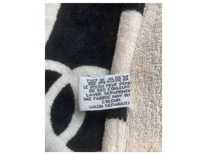 Chanel Monogramm Baumwoll-Handtuch Schwarz Weiß - Ansicht 4