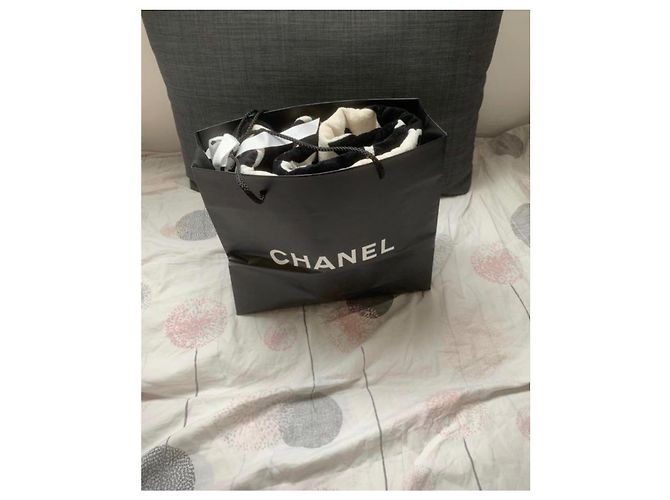 Chanel Monogramm Baumwoll-Handtuch Schwarz Weiß - Ansicht 7