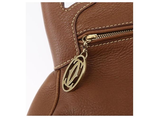 Cartier Hand Bag Leather Brown Gold Auth 211844V - Jerrillo - vista 16