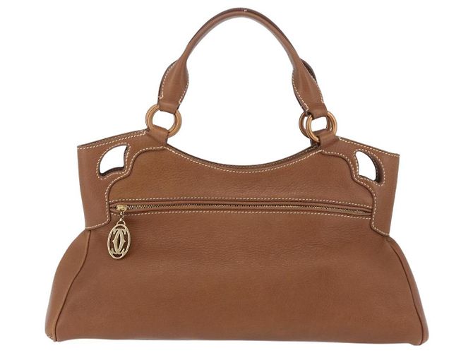 Cartier Hand Bag Leather Brown Gold Auth 211844V - Jerrillo - vista 3
