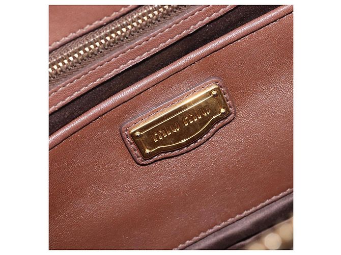 Miu Miu Matelasse Hand Bag Leather Brown Gold Auth 212449M - Jerrillo - vista 20