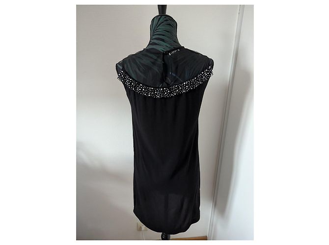 Miu Miu Abito nero adornato con perle e strass - vista 4