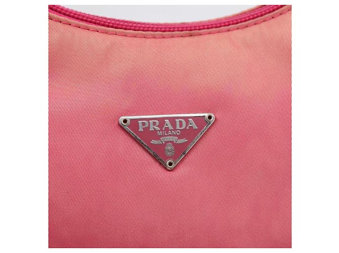 PRADA Hand Pouch Hand Bag Nylon Pink Silver Auth 213002 - Jerrillo - vista 14