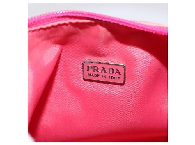 PRADA Hand Pouch Hand Bag Nylon Pink Silver Auth 213002 - Jerrillo - vista 16