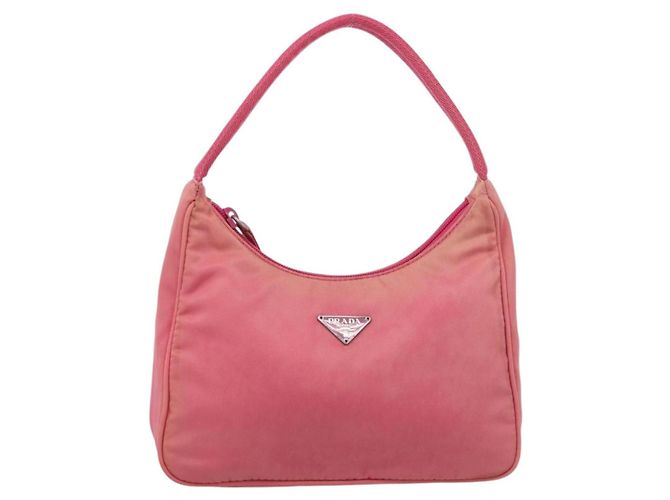 PRADA Hand Pouch Hand Bag Nylon Pink Silver Auth 213002 - Jerrillo - vista 2