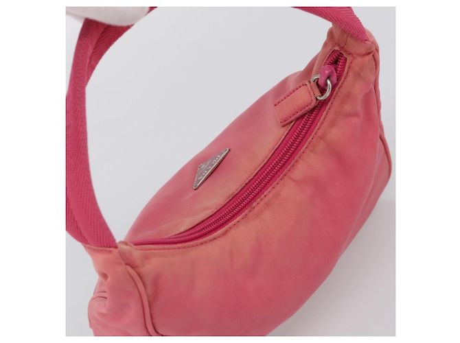 PRADA Hand Pouch Hand Bag Nylon Pink Silver Auth 213002 - Jerrillo - vista 6