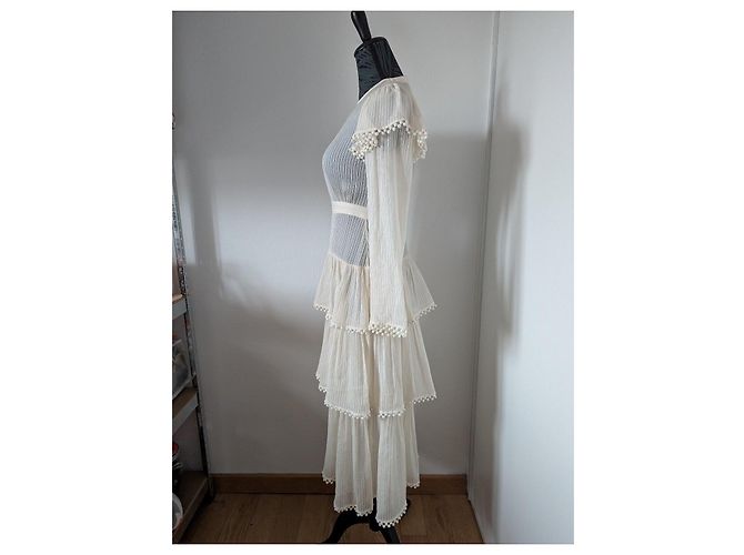 Vestido largo Zimmermann en crepe plisado blanco - vista 8