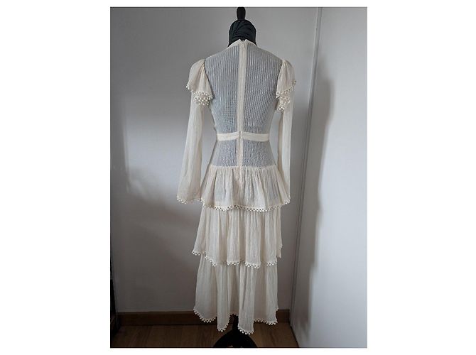 Vestido largo Zimmermann en crepe plisado blanco - vista 9