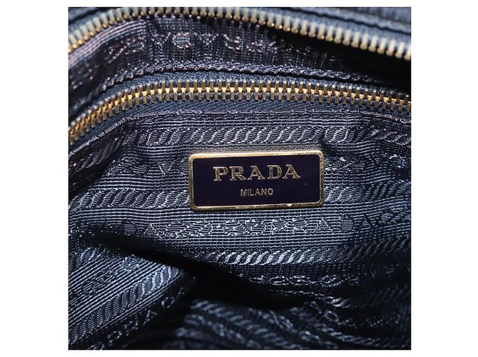Sac à épaule PRADA Nylon Navy Gold Auth 213147A - Jerrillo - vue 18