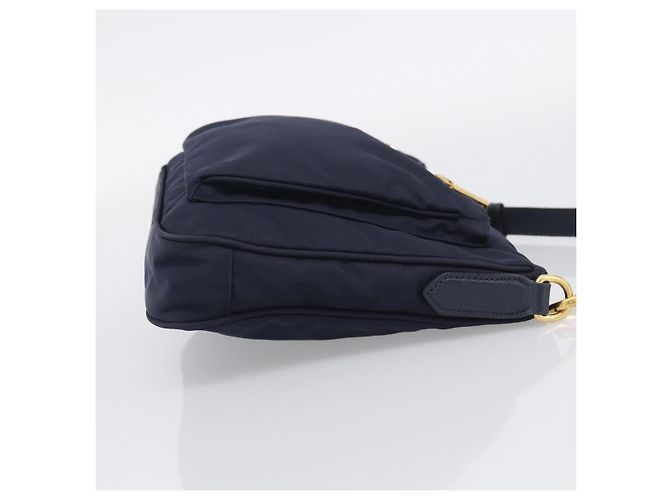 Sac à épaule PRADA Nylon Navy Gold Auth 213147A - Jerrillo - vue 5