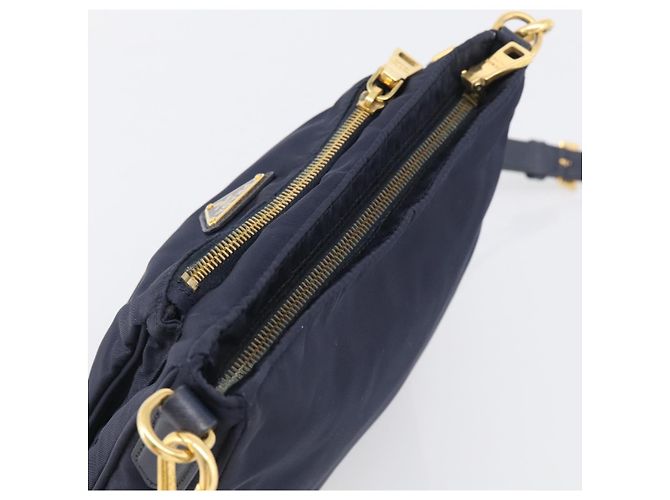 Sac à épaule PRADA Nylon Navy Gold Auth 213147A - Jerrillo - vue 6