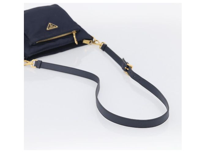 Sac à épaule PRADA Nylon Navy Gold Auth 213147A - Jerrillo - vue 7