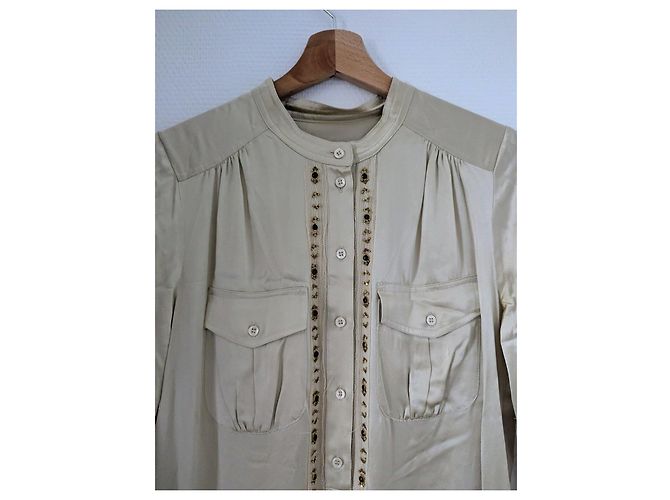 Barbara Bui Robe en soie beige à ornements - vue 2