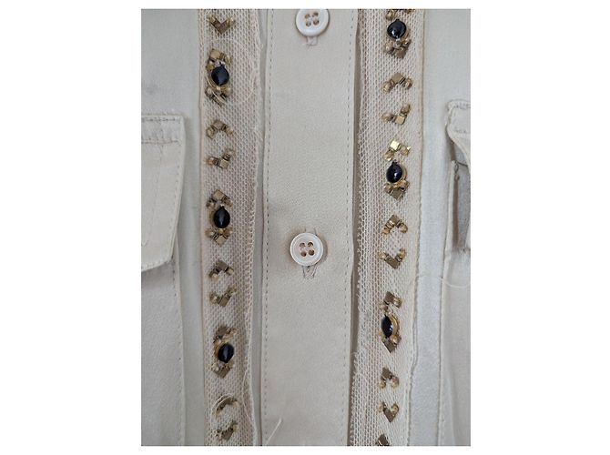 Barbara Bui Robe en soie beige à ornements - vue 5