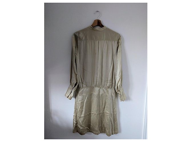 Barbara Bui Robe en soie beige à ornements - vue 6