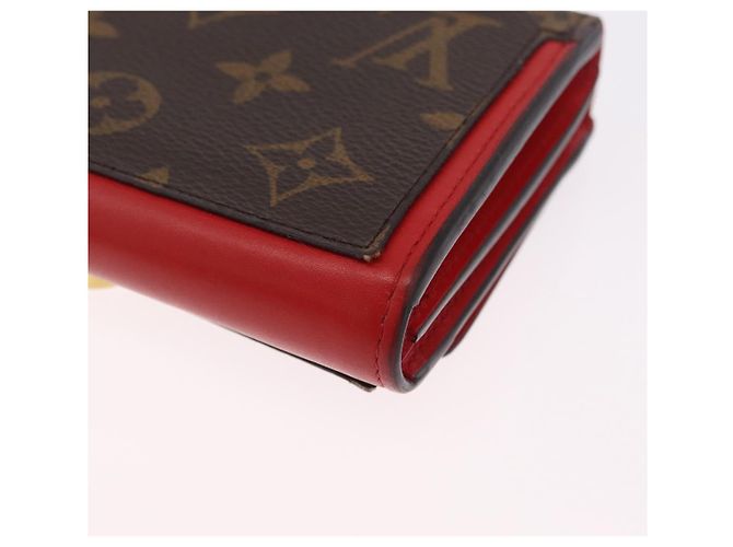 LOUIS VUITTON Monogram Portefeuille Flore Compact Wallet Red M64587 Auth 213188 - Jerrillo - vista 11