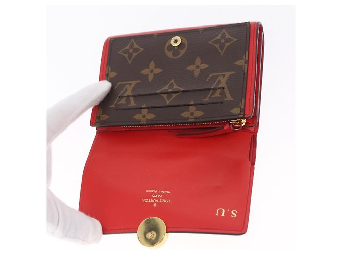 LOUIS VUITTON Monogram Portefeuille Flore Compact Wallet Red M64587 Auth 213188 - Jerrillo - vista 13