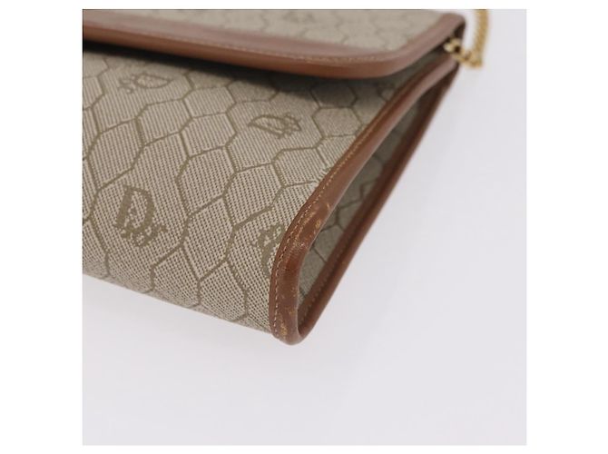 Christian Dior Honeycomb Canvas Chain Shoulder Bag PVC Beige Gold Auth ar14359 - Jerrillo - vista 12