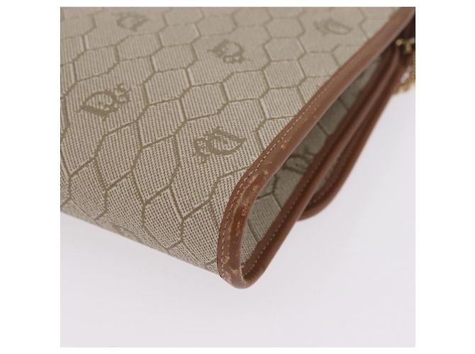 Christian Dior Honeycomb Canvas Chain Shoulder Bag PVC Beige Gold Auth ar14359 - Jerrillo - vista 14