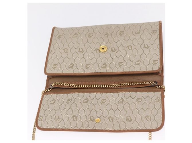 Christian Dior Honeycomb Canvas Chain Shoulder Bag PVC Beige Gold Auth ar14359 - Jerrillo - vista 16