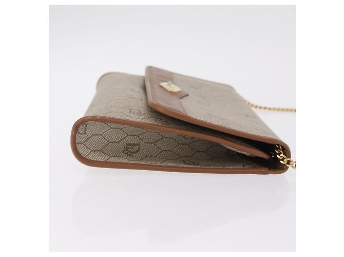 Christian Dior Honeycomb Canvas Chain Shoulder Bag PVC Beige Gold Auth ar14359 - Jerrillo - vista 4