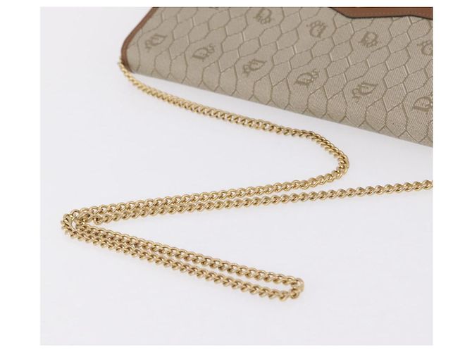 Christian Dior Honeycomb Canvas Chain Shoulder Bag PVC Beige Gold Auth ar14359 - Jerrillo - vista 8