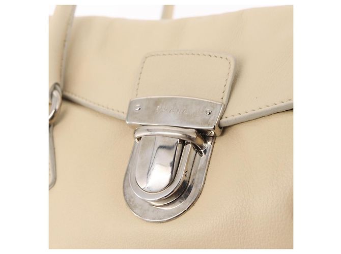 PRADA Tote Bag Couro Marfim Prata Auth ar14347 - Jerrillo - vista 16