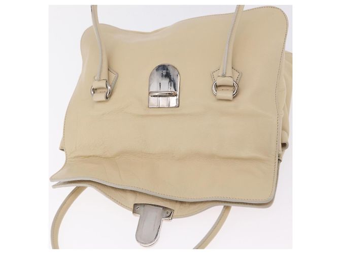 PRADA Tote Bag Couro Marfim Prata Auth ar14347 - Jerrillo - vista 17